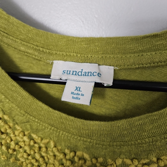 Sundance Women's XL Yellow Green Tank Top Boho Embroidery 100% Linen Summer - Picture 2 of 7